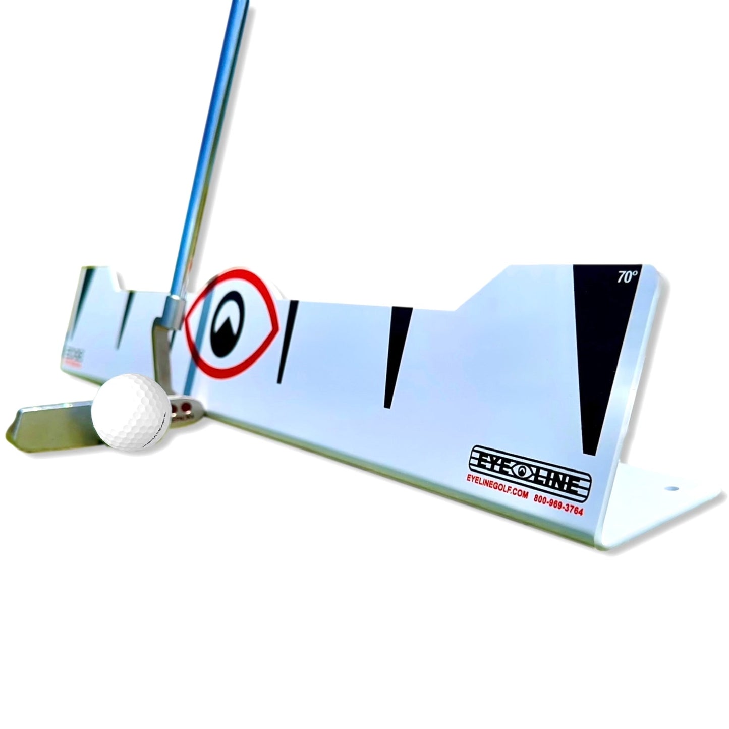 Golf training aid with a golf ball on a white background