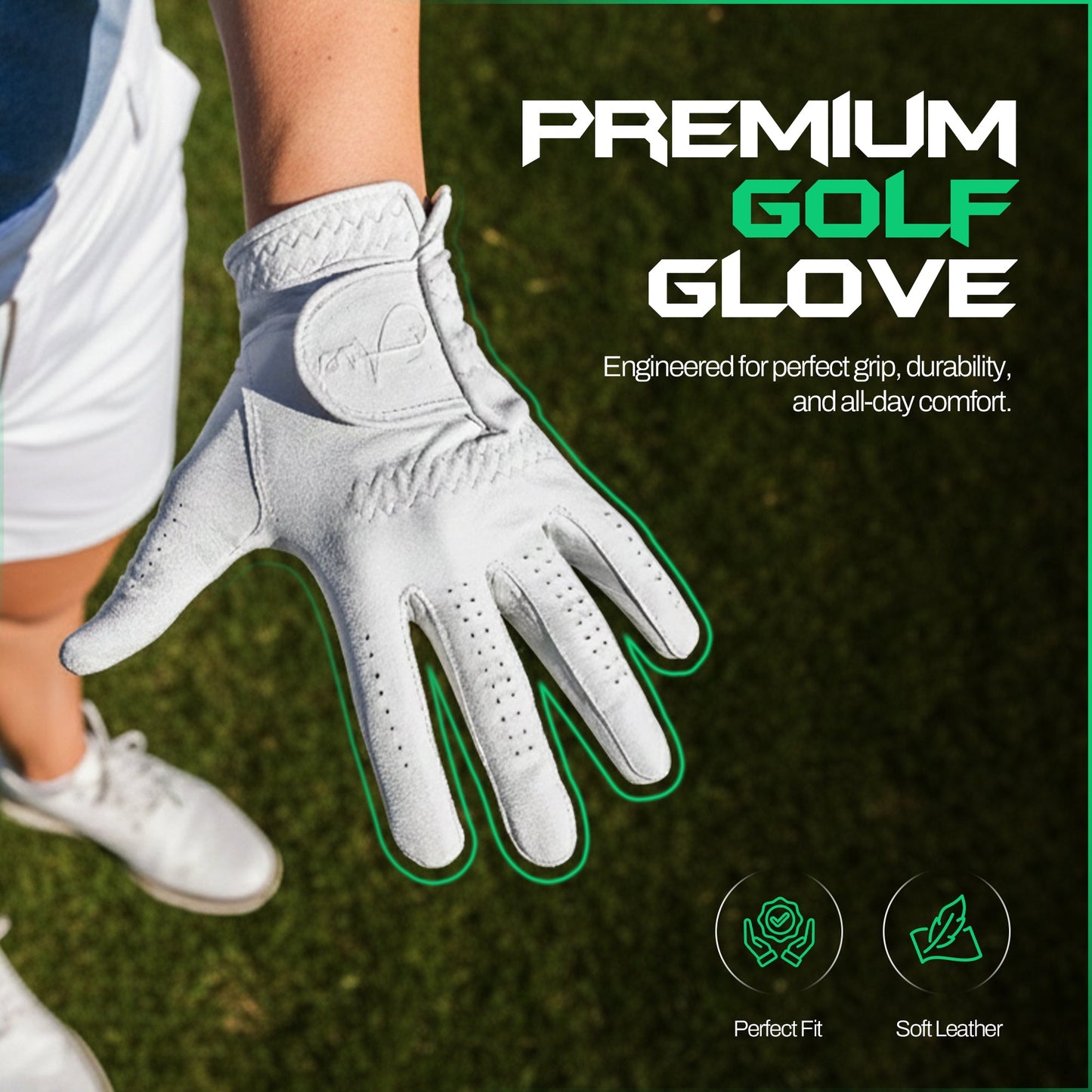 Ase PureGrip Golf Glove | Cabretta Leather at Blackout Golf 