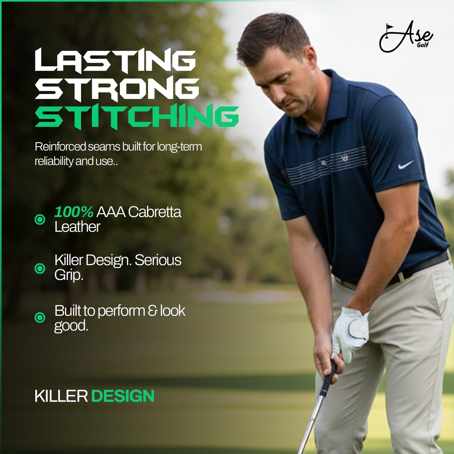 Ase PureGrip Golf Glove | Cabretta Leather at Blackout Golf 