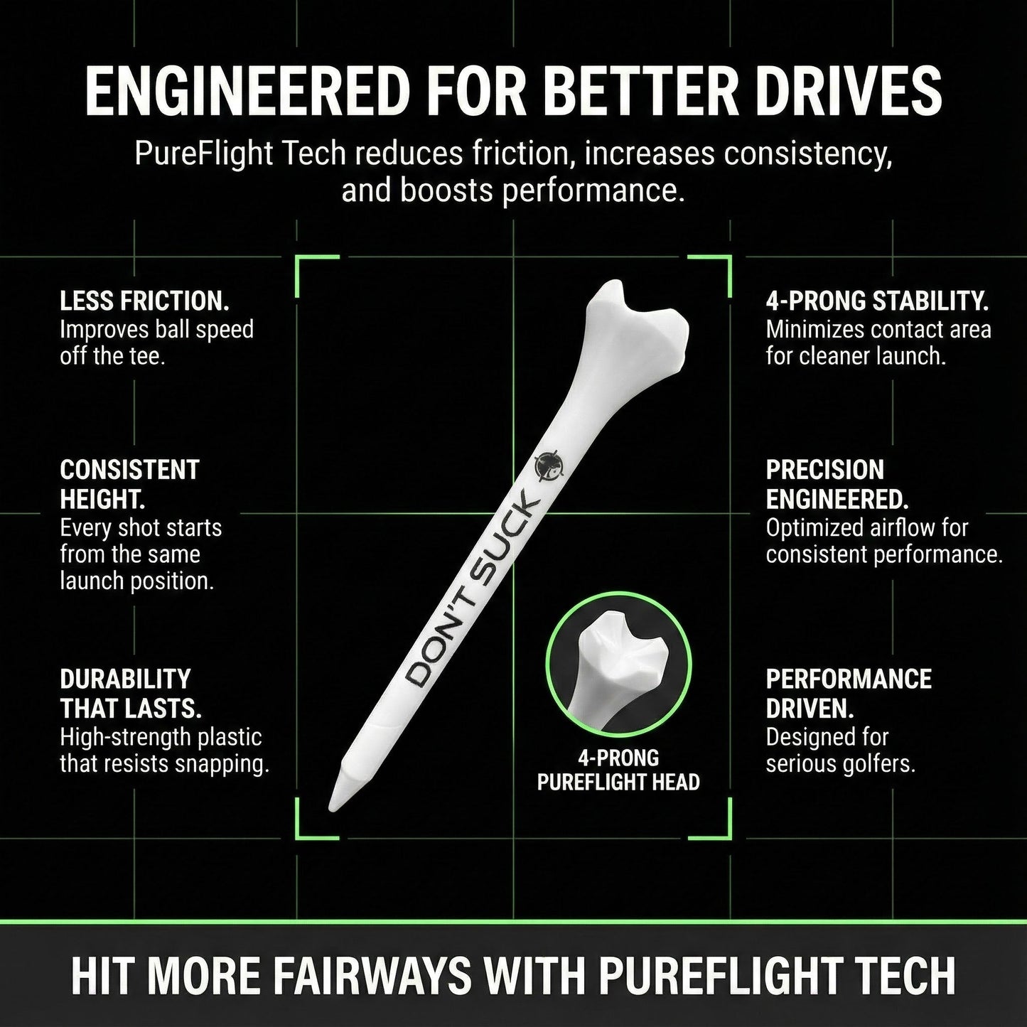 PureFlight Golf Tees | Aiming Fluid 50-Pack