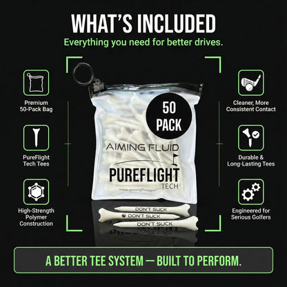 PureFlight Golf Tees | Aiming Fluid 50-Pack