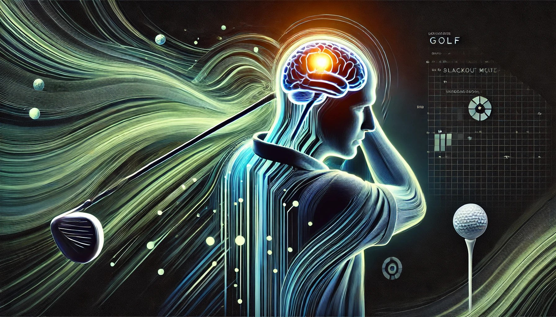 Abstract golf visualization representing Blackout Mode—instinctive, thought-free execution.