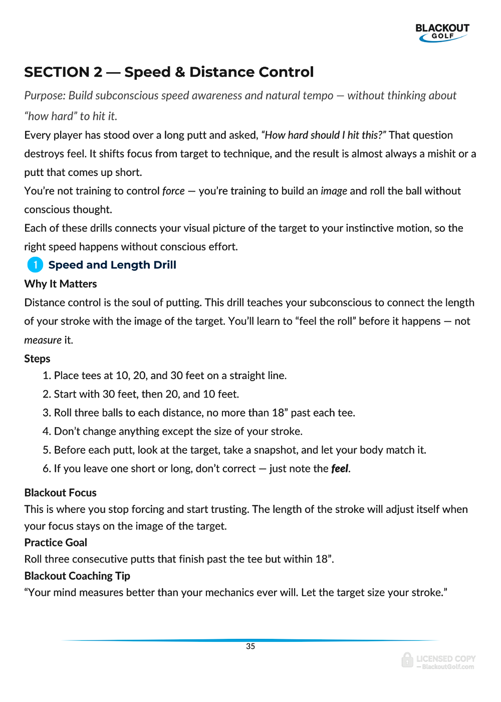 Page 20 out of the Fairway Wedge System eBook, titled Changing Speed to Your 3 Stock Wedge Swings.