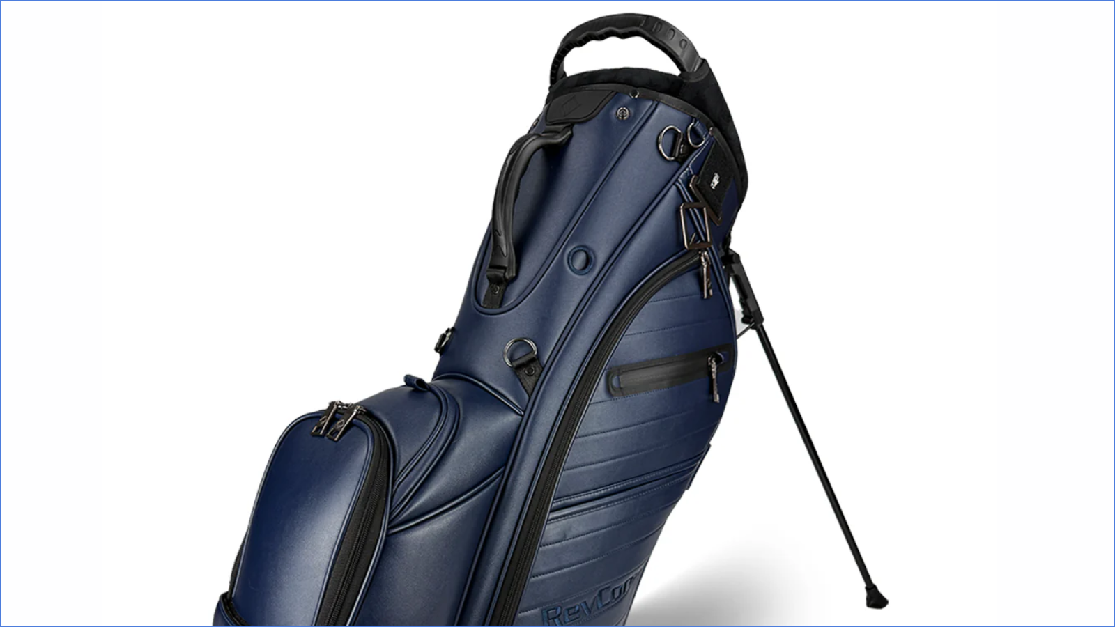 CaddyDaddy premium 14-way Revcore golf bag blue leather.